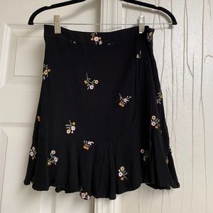 High Waisted Black Floral Mini Skirt